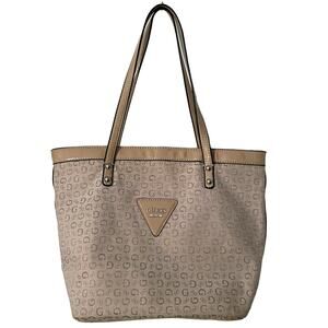 Guess Signature Tote Womens Natural Shoulder Handbag Purse